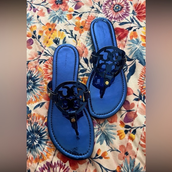 Metallic Blue Tory Burch Sandals - Picture 1 of 2